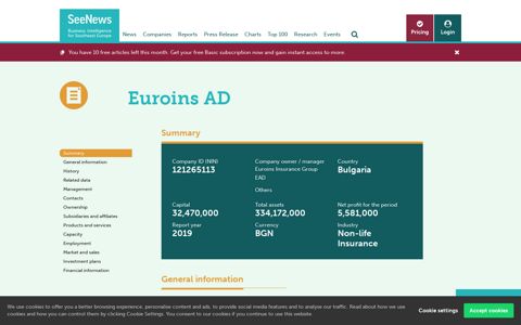 Euroins AD - SeeNews - Business intelligence for Southeast ...