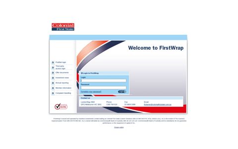 FirstWrap Login: Colonial First State