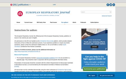 Instructions for authors - European Respiratory Journal