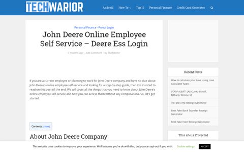 John Deere Online Employee Self Service – Deere Ess Login ...
