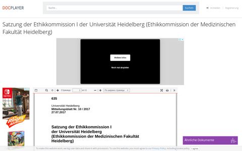 Satzung der Ethikkommission I der Universität Heidelberg ...