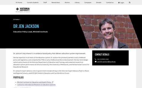 Jen Jackson | Victoria University | Melbourne Australia