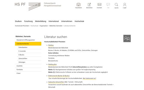 Literaturrecherche - Hochschule Pforzheim