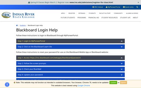 Blackboard Login and Password Reset - Indian River State ...