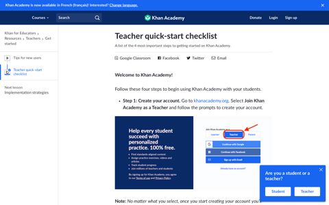 Teacher quick-start checklist (article) | Khan Academy