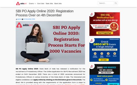 SBI PO Apply Online 2020: Application Form Available till 4th ...
