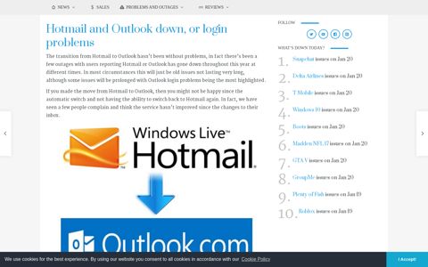 Hotmail and Outlook down, or login problems, Dec 2020