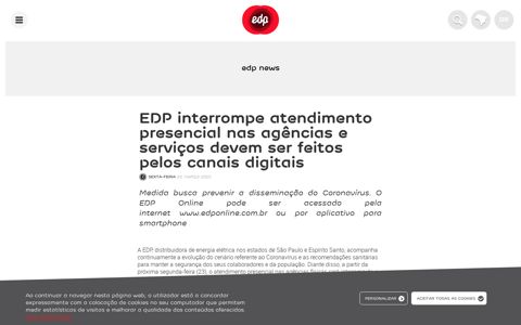 EDP interrompe atendimento presencial nas agências e ...