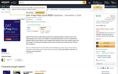 DAT Prep Plus 2019-2020: Kaplan Test Prep ... - Amazon.com