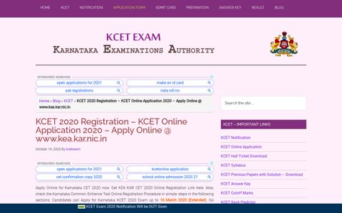 KCET Application Form 2020 | KCET Online Application ...