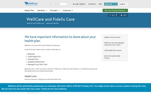 WellCare and Fidelis Care Medicaid Member