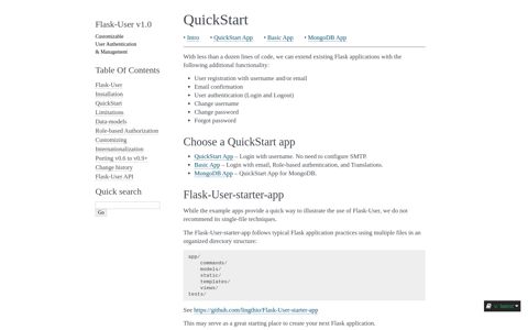 QuickStart - Flask-User