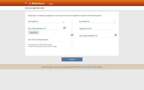 Track your application status - ICICI Bank