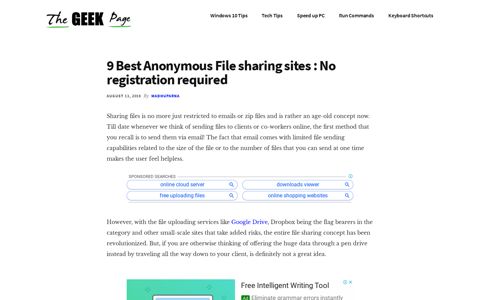 9 Best Anonymous File sharing sites : No registration required