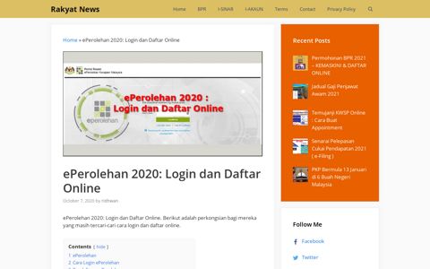 ePerolehan 2020: Login dan Daftar Online - Rakyat News