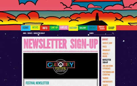 Newsletter sign-up | Glastonbury Festival