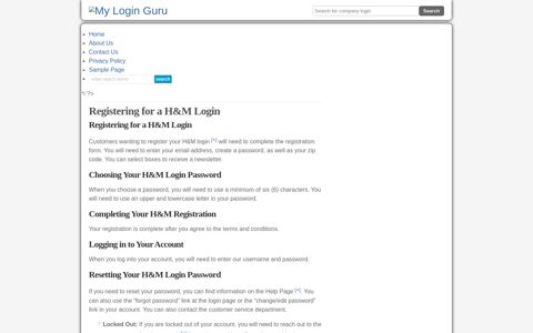 Registering for a H&M Login : My Login Guru