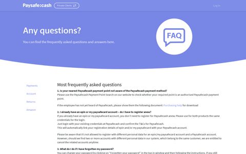 FAQ - Paysafecash
