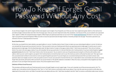 How To Reset If Forget Gmail Password Without Any Cost