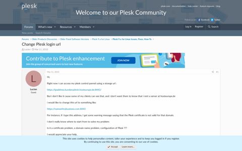 Change Plesk login url | Plesk Forum