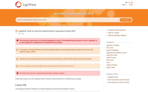 LigoDLB: How to reset the administrator's ... - LigoWave