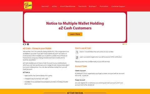 eZ Cash - Money in Your Mobile