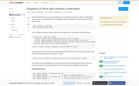 Raspberry Pi fhem web interface unreachable - Stack Overflow