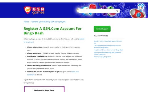 Register a GSN.com account for Bingo Bash – Home - Logo