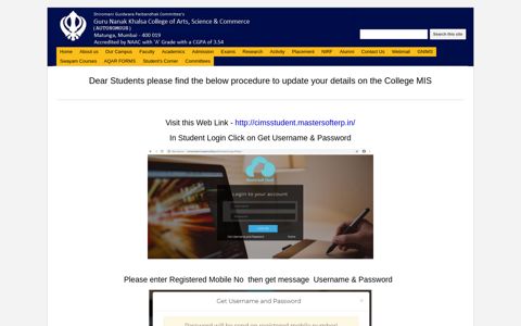 MIS Student Portal - Guru Nanak Khalsa College
