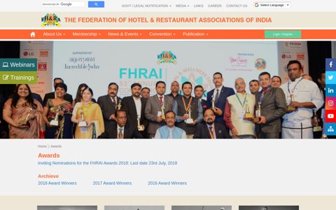 Awards - FHRAI-THE FEDERATION OF HOTEL ...