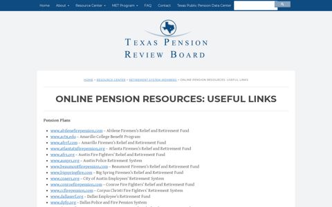 Online Pension Resources: Useful Links – Texas Pension ...