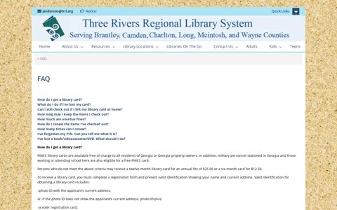 FAQ - Three Rivers Regional Library System