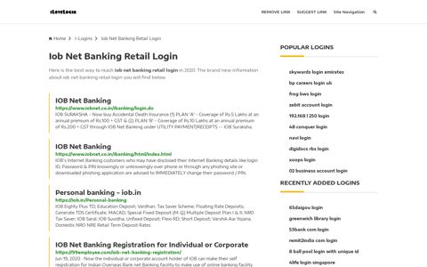 Iob Net Banking Retail Login ❤️ One Click Access - iLoveLogin