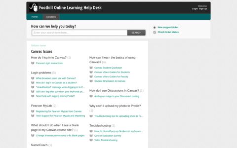 Canvas Issues : Foothill Online Learning Help Desk
