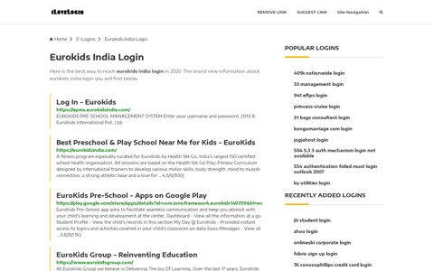 Eurokids India Login ❤️ One Click Access - iLoveLogin