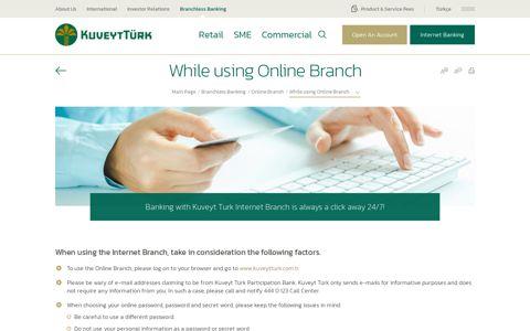 While using Online Branch | Branchless Banking - Kuveyt Türk