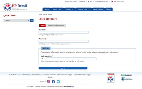 User account | HPCL Retail Outlets, India