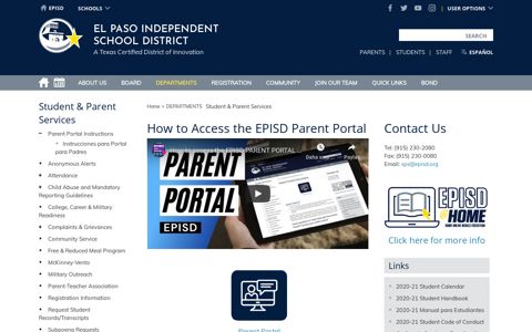 Student & Parent Services / Parent Portal Instructions - episd