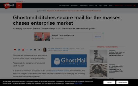 Ghostmail ditches secure mail for the masses, chases ... - ZDNet