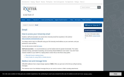 Email | Exeter IT | University of Exeter