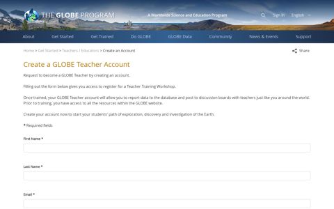 Create a GLOBE Teacher Account - GLOBE.gov