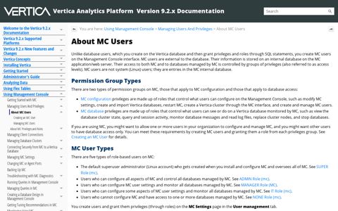 About MC Users - Vertica