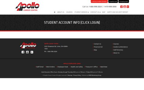 Student Account Info (Click Login) • Apollo Career Center