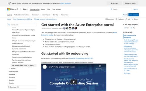 Get started with the Azure Enterprise portal | Microsoft Docs