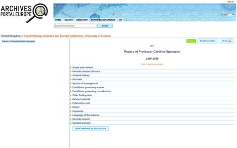 Papers of Professor Caroline Spurgeon (GB-505 - gb505-pp7 ...