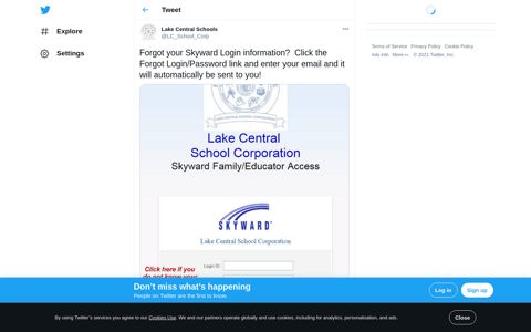 Lake Central Schools on Twitter: "Forgot your Skyward Login ...