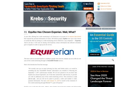 Equifax Has Chosen Experian. Wait, What? — Krebs on Security