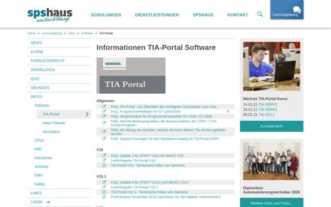 Lernumgebung Infos Software TIA-Portal - spshaus
