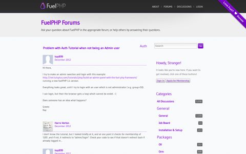 Problem with Auth Tutorial when not being an ... - FuelPHP