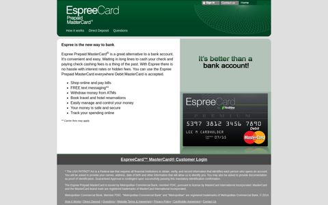 Espree Prepaid MasterCard